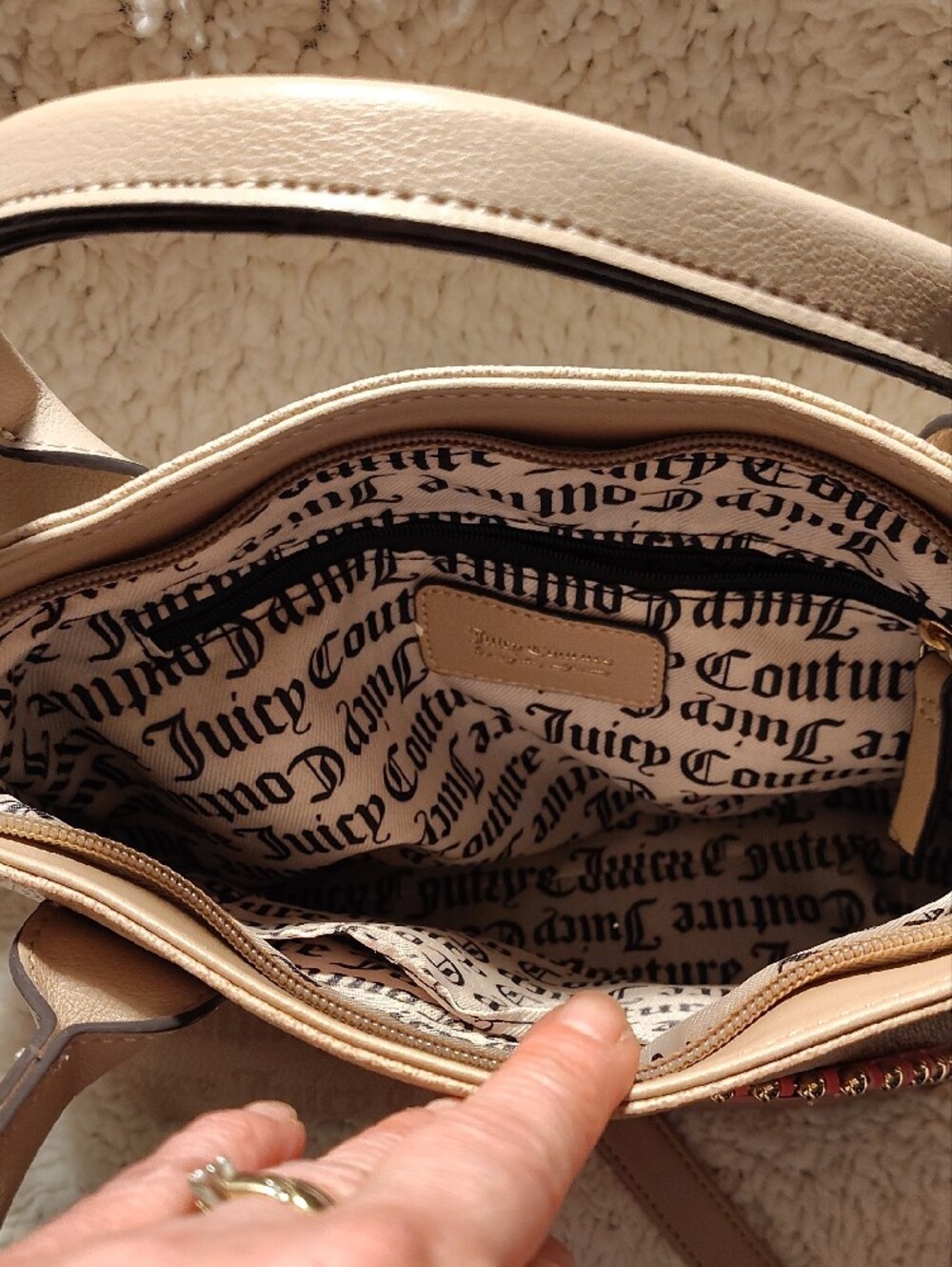 Juicy Couture Beige Mini Satchel with Pink Heart Patch - Picture 9 of 12